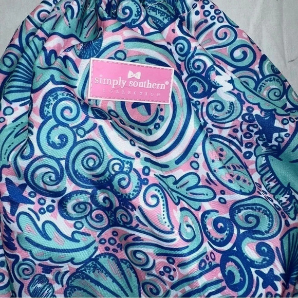 Simply Southern Colorful Swirly Shell pink blue + teal lightweight backpack - Picture 3 of 4